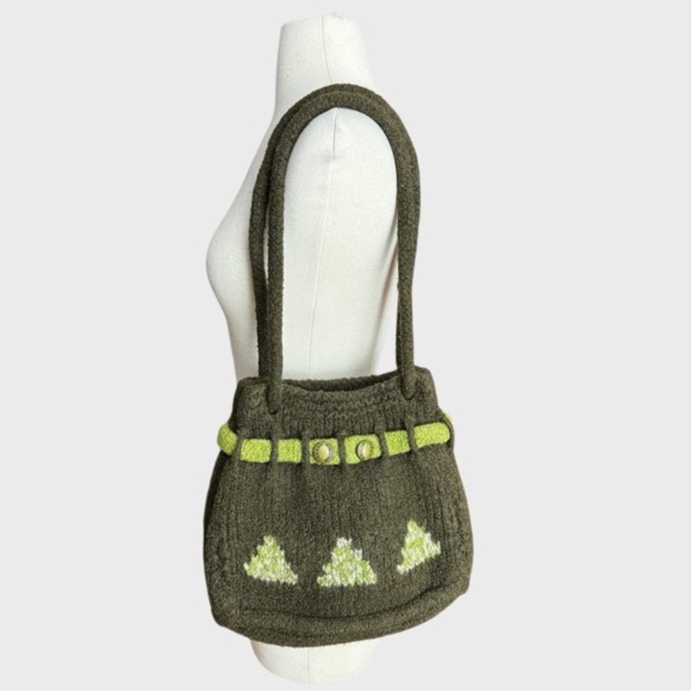 Handmade Forest Core Felted Wool Handbag mossy green trees goblin core whimsical